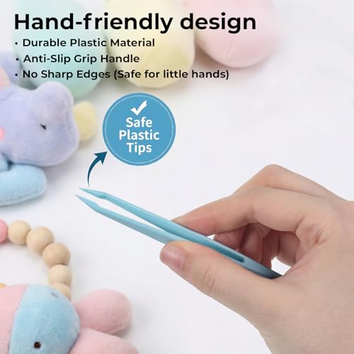 Zelphvt 12 Pcs Crafting Tweezers，4.5 Inch Straight Sticker Tweezers Jewelry Tweezer for DIY Baking Decoration Reptile Feeding Scrapbooking