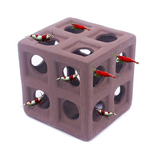 DOHO Aquarium Cave Ceramic Decoration for Amano Shrimp Cichlid with Fish Hideaway and Breeding