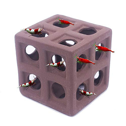 DOHO Aquarium Cave Ceramic Decoration for Amano Shrimp Cichlid with Fish Hideaway and Breeding