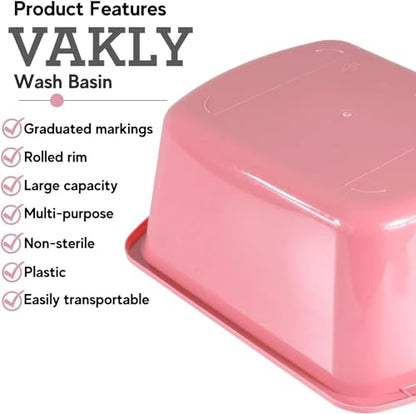 Vakly Plastic Wash Basin, 7 Qt, Rectangular, Graduated, 2 Pack | Hospital bedside soaking tub, Portable washbasin, Washing & cleaning, Foot bath, Face cleansing, Dish washing, Laundry