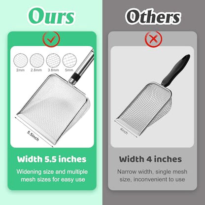 Adnee 2 Pcs Wider Gardening Soil Sifter-5.5" W Garden Sieve Sifter with Handle (3.8/5 mm Mesh)-Portable Gardening Sifter for Gradening Sand Soil Dirt Compost - color: 2 Set
