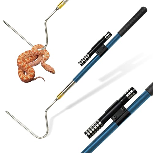64 inch Snake Hook, Professional Reptile Catcher Handling Tool, Stainless Steel Retractable Pole | Pick-up Handling Tool Kit, For Catching Snakes, For Controlling Snakes, For Moving Snakes - color: BLUE