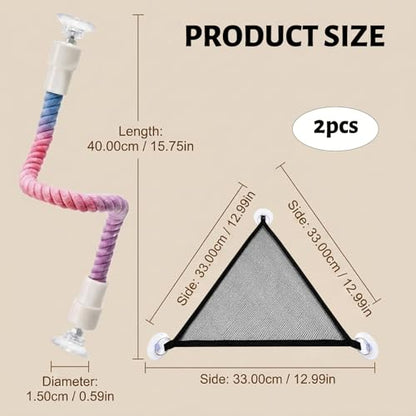 2PCS Snake Enrichment for Reptiles, Reptile Hammock, Two Piece Snake Hammock Set with Suction Cup and Small Size, Snake Hammock for Terrarium, Snake Enrichment with Cotton Rope and Suction Cup, Snake