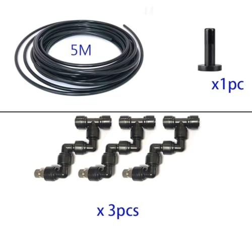 360 Adjustable Universal Spray Misting Nozzle Kit with 5M Hose for Garden Greenhouse Irrigation System Aquarium Reptile Humidity(5M 3 Foggers) - color: 5M 3 Foggers