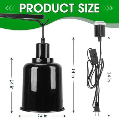 2 Pack Reptile Dome Lamp Cover Light Shade, 7.5 Inch Deep Reptile Dome Light Fixture, Aluminum for Reptile Terrarium with Ceramic Socket and Individual Switch (Bulbs Not Included) - size: 7.5 in