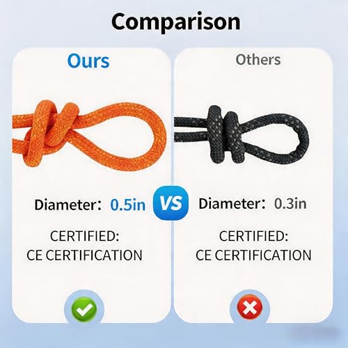 200Ft 1/2 Inch Heavy Duty Climbing Rope,Arborist Rope for Tree Pulling (Orange) - size: 200ft-Orange