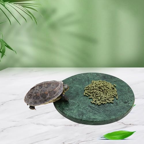 Reptile Basking Platform, 5.9 inch Natural Marble Tortoise Feeding Slate, Rock Food Bowl for Turtle Lizard Bearded Dragon Gecko Snake Hermit Crab, Tank Aquarium Terrarium Habitat Decor