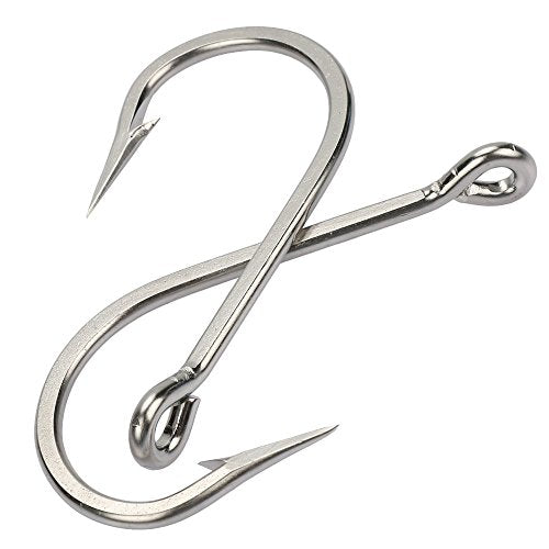 Fishing Saltwater Large Giant Shark and Alligator Hooks Extra Strong Stainless Steel Big Game Fishing Sharp Tuna Catfish Hooks - size: 16/0-2pcs