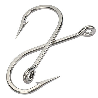Fishing Saltwater Large Giant Shark and Alligator Hooks Extra Strong Stainless Steel Big Game Fishing Sharp Tuna Catfish Hooks - size: 16/0-2pcs