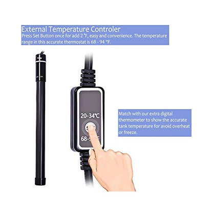 MQ Titanium Alloy 200W Aquarium Heater for Salt and Fresh Water, Digital LED Display Submersible Heater with External Thermostat Controller, for Fish Tank 25-40Gallon - size: 200W for 25-40 Gallon Tank