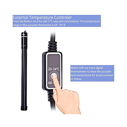 MQ Titanium Alloy 300W Aquarium Heater for Salt and Fresh Water, Digital LED Display Submersible Heater with External Thermostat Controller, for Fish Tank 50-60 Gallon - size: 300W for 50-60 Gallon Tank