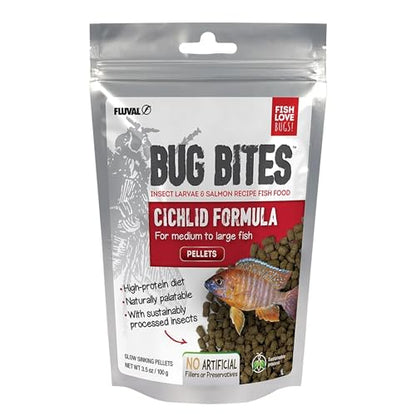 Fluval Bug Bites Cichlid Fish Food, Pellets for Medium to Large Sized Fish, 3.53 oz., A6581 | Pellets for Medium to Large Sized Fish, A6581 - size: 3.53 Ounce (Pack of 1)