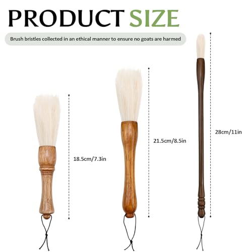 Cactus Plants Cleaning Brushes,Wooden Handles with Goat Hair Bristles,Garden Plant Cleaning Tools,Mild and Soft,Extra-Long Bristles，Three Different Lengths, Suitable for Various Plants and Scenarios.