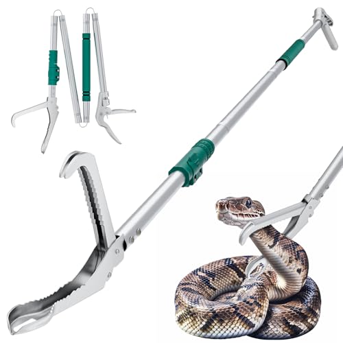 69" Snake Grabber Tool – Heavy Duty Locking Reptile Tongs for Rattlesnakes, Long Reach Folding Snake Catcher for Outdoor, Garden, and Emergency Use