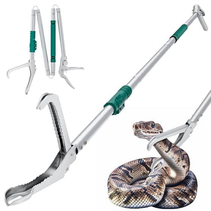 69" Snake Grabber Tool – Heavy Duty Locking Reptile Tongs for Rattlesnakes, Long Reach Folding Snake Catcher for Outdoor, Garden, and Emergency Use