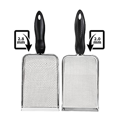 Scoops Terrarium Bedding Sand Sifter Stainless Steel Fine Small Pet Cage Cleaner Shovel - size: 2.8mm hole