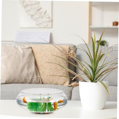 POPETPOP 2pcs Transparent Plastic Fish Bowl Aquarium Desktop Tank for Goldfish Turtles Small Reptiles Home Office Decor Unbreakable Breeding Container