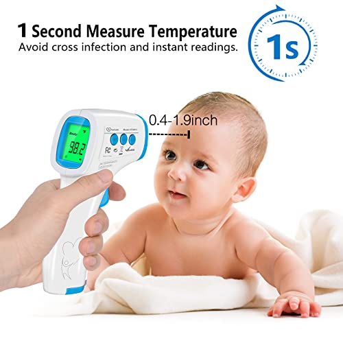 Digital Thermometer for Adults and Kids, No Touch Forehead Thermometer for Baby, 2 in 1 Body Surface Mode Infrared Thermometer with Fever Alarm and Instant Accuracy Readings - color: Blue