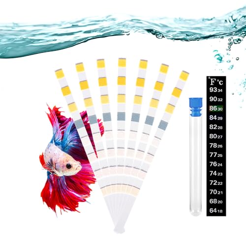 DaToo 8 in 1 Aquarium Test Kit Fish Tank Test Strips Accurate Water Quality Testing Strips for Ammonia PH Total Alkalinity Carbonate Hardness Free Chlorine Nitrate Nitrite Temperature (100 Strips) - size: 100 Strips