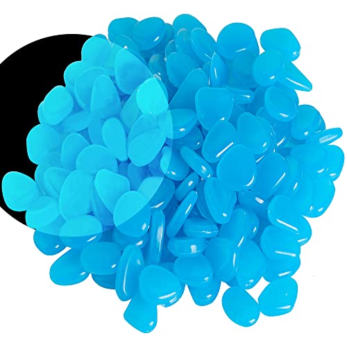 OSOPOLA 150 PCS Blue Glow Rocks Luminous Stones DIY Pebbles Aquarium Garden | OSOPOLA Blue Glow Rocks Luminous Stones DIY Pebbles For Aquarium Garden Path Patio FD05BL150 - color: Blue/150 pcs, size: 2.5x2x0.5cm