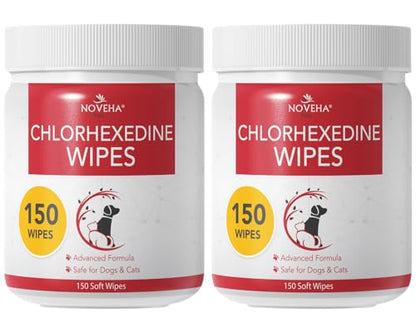 NOVEHA Pet Wipes - Formulated Pet Wipes - for Facial and Finger Folds, Underarms - 3" x 2" Size (300 Counts) - size: 300 Topical Wipes