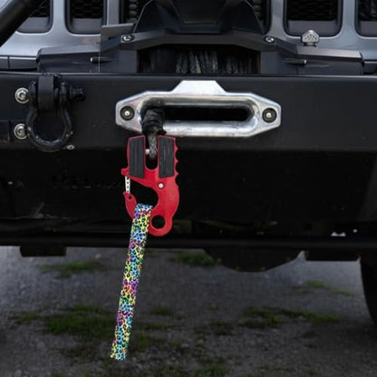 Country Brook Design - Electric Leopard Winch Hook Pull Strap with Reflective Polyester - color: Electric Leopard