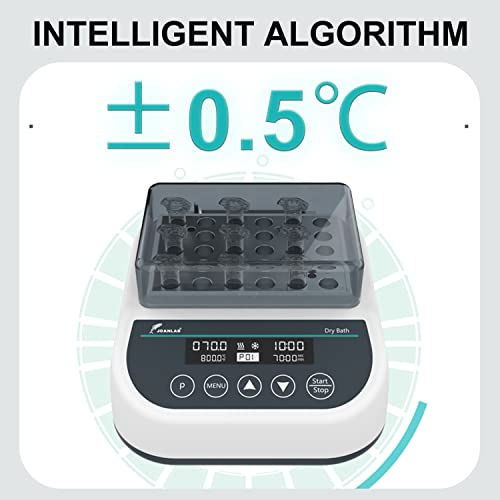 DB100C Dry Bath Incubator, 1.5ml x35 Programmable | Digital thermostatic block heater, heating&cooling, RT-15℃ to 100℃, 9 programs, timer,1.5ml block, for lab incubation - size: 1.5mlx35( Hot&Cold)