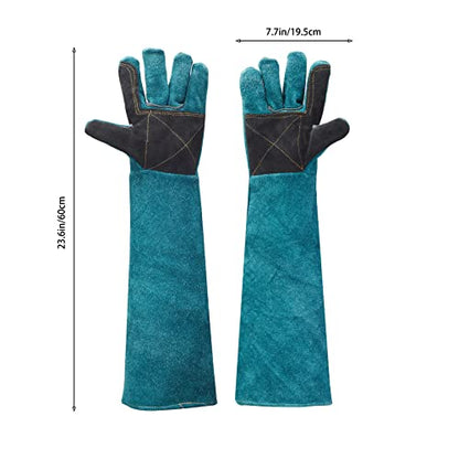 AOWPFVV Animal Handling Gloves Bite Proof for Dogs,Cats, 23.6in Large | Falconry,Birds,Snake,Reptile,Vets, Groomers & Animal Control - color: Dark Green +Black Padding Size Large 23.6in
