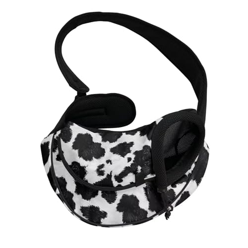 COEQINE Pet Carrier for Cat Small Dogs Hands-Free Leopard Front Facing Cat Carry Sling Monochrome Chic Small Cats Night Walk - color: Black White Leopard Print