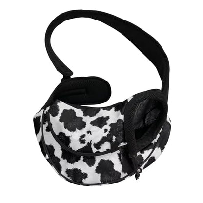 COEQINE Pet Carrier for Cat Small Dogs Hands-Free Leopard Front Facing Cat Carry Sling Monochrome Chic Small Cats Night Walk - color: Black White Leopard Print