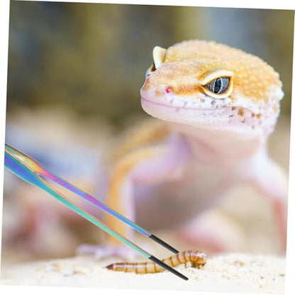 Abaodam 2pcs Stainless Steel Pet Feeding Tongs for Geckos Reptiles Aquarium Tweezers Clamp for Fish Easy Handling Pet Feeding Tools
