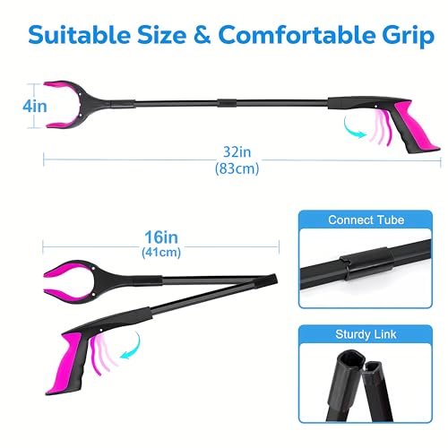 Grabber Reacher Tool - 32” Extra Long Foldable Gripper and Reaching Tool - Heavy Duty Pick Up Stick Grabbers for Seniors, Trash, Surgery Recovery Must Haves Gifts (Black Purple) - color: Black Purple