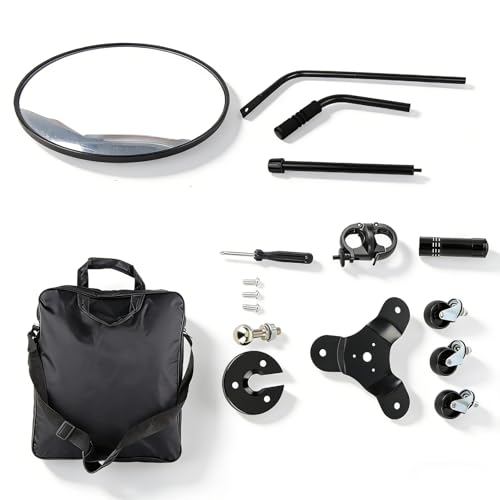 Under Vehicle Inspection Mirror with Light, Under Car Mirror 12 Inch Adjustable Angle Telescoping Handle Magnifying Vehicle Security Tool, Portable Convex Search Mirror with Carry Bag