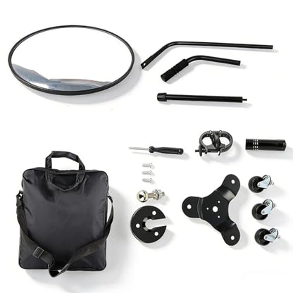 Under Vehicle Inspection Mirror with Light, Under Car Mirror 12 Inch Adjustable Angle Telescoping Handle Magnifying Vehicle Security Tool, Portable Convex Search Mirror with Carry Bag