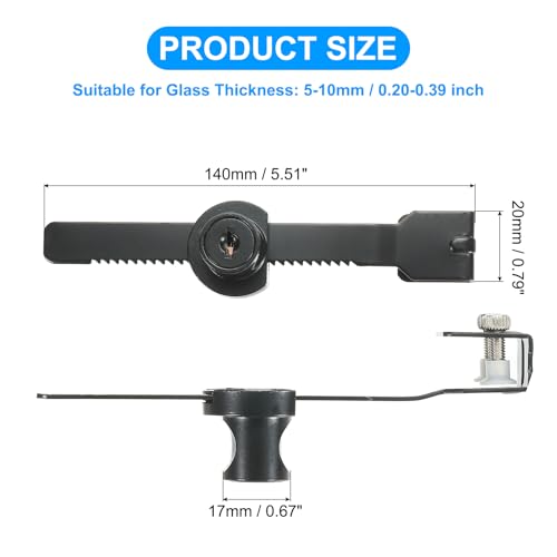 PATIKIL Sliding Glass Cabinet Lock, 4Pcs Keyed Alike Showcase Lock Chrome Finish Ratchet Lock No Drill Glass Door Lock for 5-10mm Glass Door, Black - style: Keyed Alike