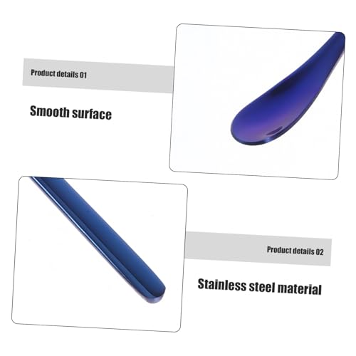 COLLBATH 2pcs Reptile Food Feeding Spoon Stainless Steel Lizard Reptile Dish Small Pet Feeding Tool Food Scoops for Animals - color: Blue