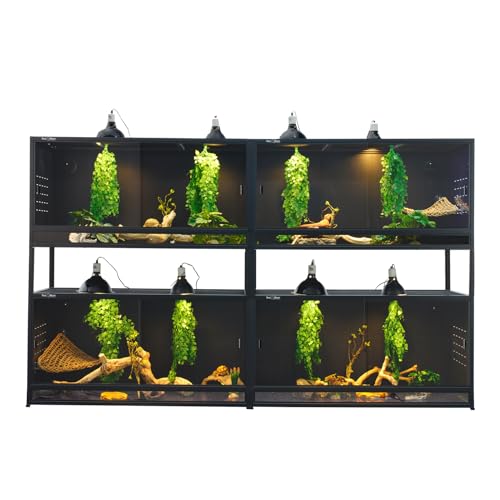 Stackable Space Efficient Reptile Enclosure 44"x20"x20", Reptile Tank 4 Packs for Bearded Dragon and Ball Python, Expandable Snake Terrarium with Front Opening, Combination Lock