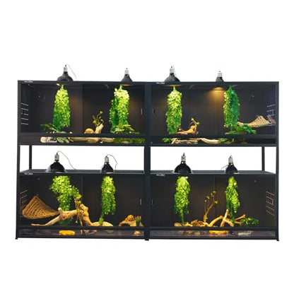 Stackable Space Efficient Reptile Enclosure 44"x20"x20", Reptile Tank 4 Packs for Bearded Dragon and Ball Python, Expandable Snake Terrarium with Front Opening, Combination Lock