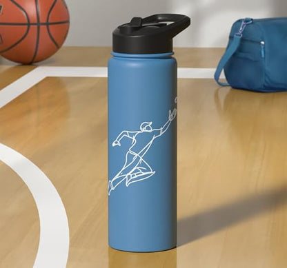 Cricket Keeper Drawing Stainless Steel Insulated Water Bottle - color: Light Blue