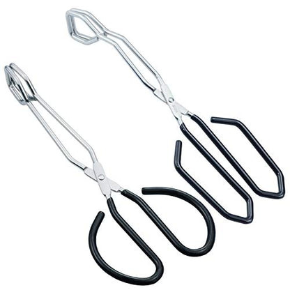 HINMAY Scissor Style Tongs 10-Inch and 11-Inch Set, Set of 2 | Stainless Steel Wire Tongs - size: 10'' + 11''