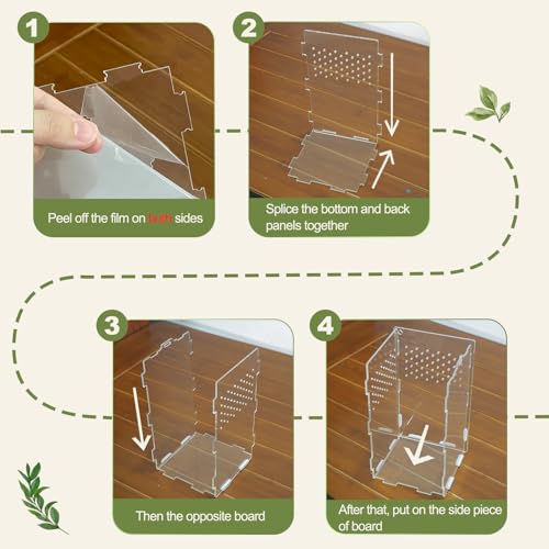Small Acrylic Terrarium 4.7x4.7x7.8 inch, Transparent Reptile Enclosure Habitat with Ventilation, Mini Tank for Small Hermit Crab, Juvenile Gecko, Baby Lizard, Praying Mantis, Critters, Bugs & Insects