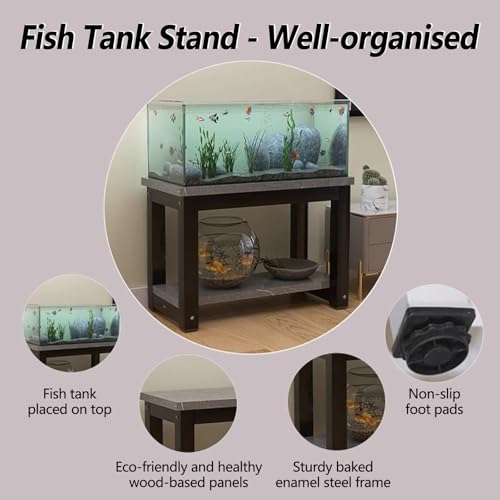 Multifunctional 2-Layer Fish Tank Stand, Easy Assembly Aquarium Rack, Stylish Floor-Standing Terrarium for Home/Office, White, 60x40cm (23.6x15.7in),White,60x40cm/23.6x15.7in