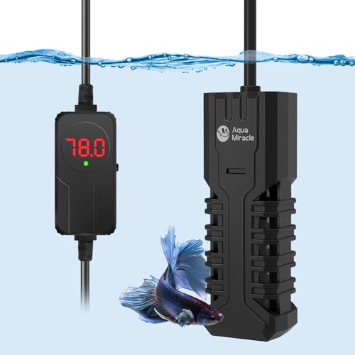 AquaMiracle Aquarium Heater, 100W Submersible Fish Tank Heater with LED Digital Display, Overheat Protection & Auto Power-Off When Out of Water, for Freshwater and Saltwater Fish Tanks (10-20 Gal)