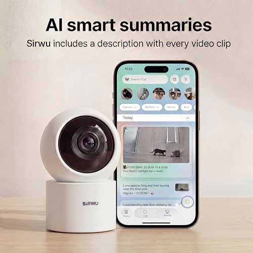 AI Pet Camera Indoor, Multi-Pet Recognition for Up to 6 Pets, 2K 3MP Dog & Cat Camera with 360° Auto Tracking, AI Daily Summaries, Night Vision, 2-Way Audio, 2.4/5GHz WiFi - color: White