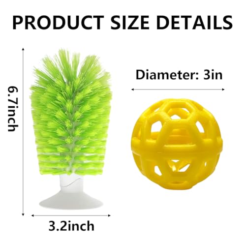 2 Pcs Turtle Tank Accessories - Turtle Brush with Suction Cup, Turtle Tank Decorations Turtle Aquarium Habitat Accessories