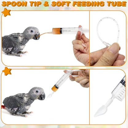 Baby Bird Feeding Syringe Set Baby Bird Parrot Small Pet Manual Feeding Syringe Set for Parrot Small Pet Syringe with Spoon Tip & Tubes (10ml+10ml+20ml+60ml)