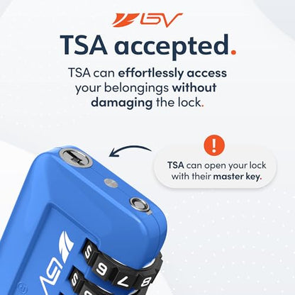 TSA Accepted Luggage Travel Lock, Set-Your-Own Combination Lock for School Gym Locker, Luggage Suitcase Baggage Locks, Filing Cabinets, Toolbox, Case (Blue, 2 Pack) - color: Blue 2-Pack