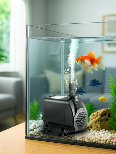 GROWNEER 1100GPH Submersible Pump 90W Fountain Water Pump 4100L/H, with 13ft High Lift, 4 Nozzles for Aquarium, Fish Tank, Pond, Hydroponics, Statuary, Garden, Black(1100GPH) - size: 1100GPH