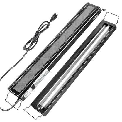 T5 HO Reptile Light Fixture UVB Lighting Combo Kit, Reptiles Terrarium Lamp Hood Light Fixture Include UVB 10.0 Desert Reptile Light for Bearded Dragon Gecko Lizard (24W) - size: 24 Watts