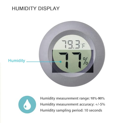 2-Pack Mini Hygrometer Thermometer Meter Digital LCD Indoor Room Monitor | 3D Printers Round Humidity Temperature Gauge for Guitar Case Greenhouse Reptile Incubator (Fahrenheit or Celsius Display)